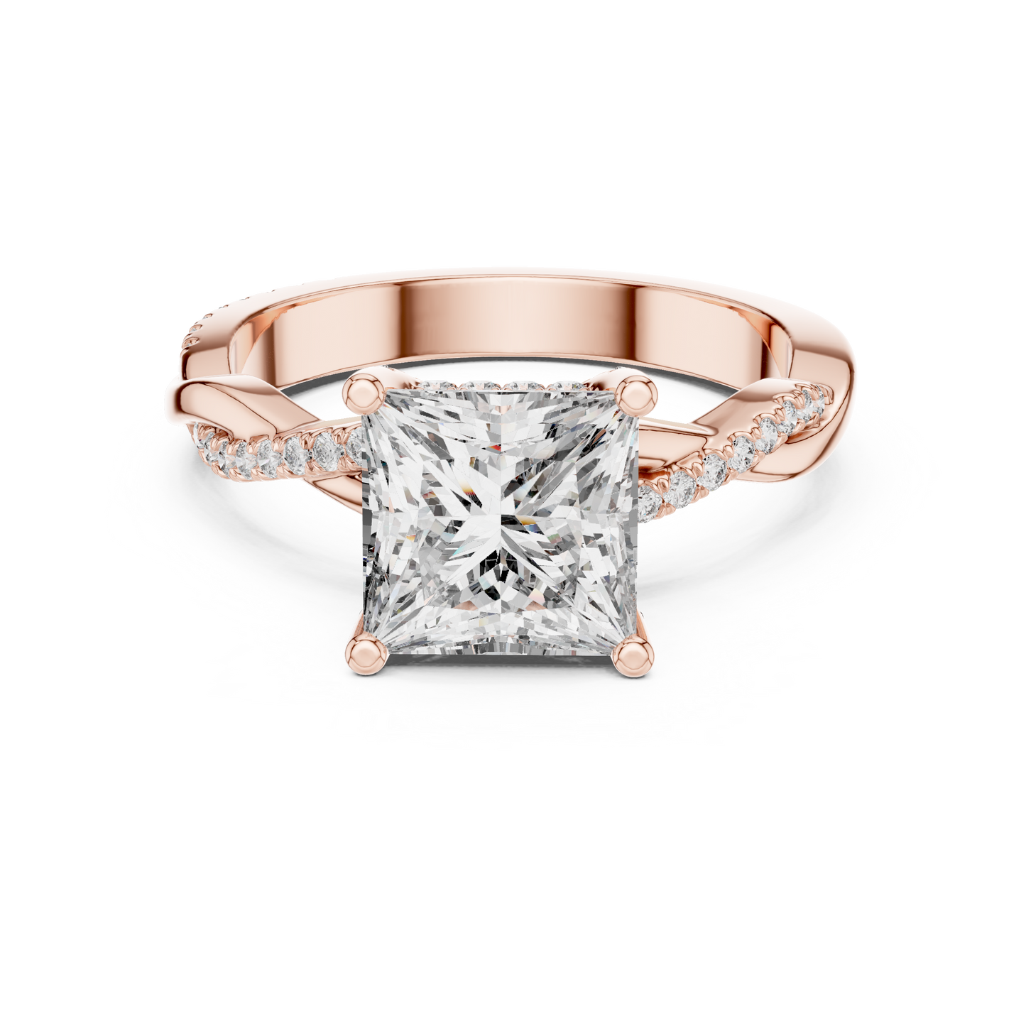 Princess Cut Twisted Pave Solitaire Engagement Ring 2.3 CTW