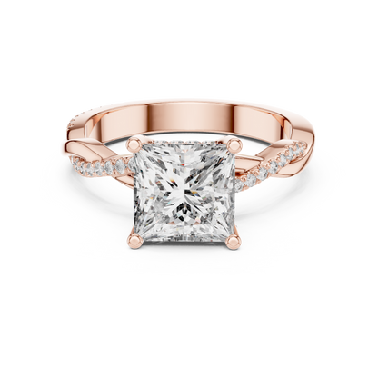 Princess Cut Twisted Pave Solitaire Engagement Ring 2.3 CTW