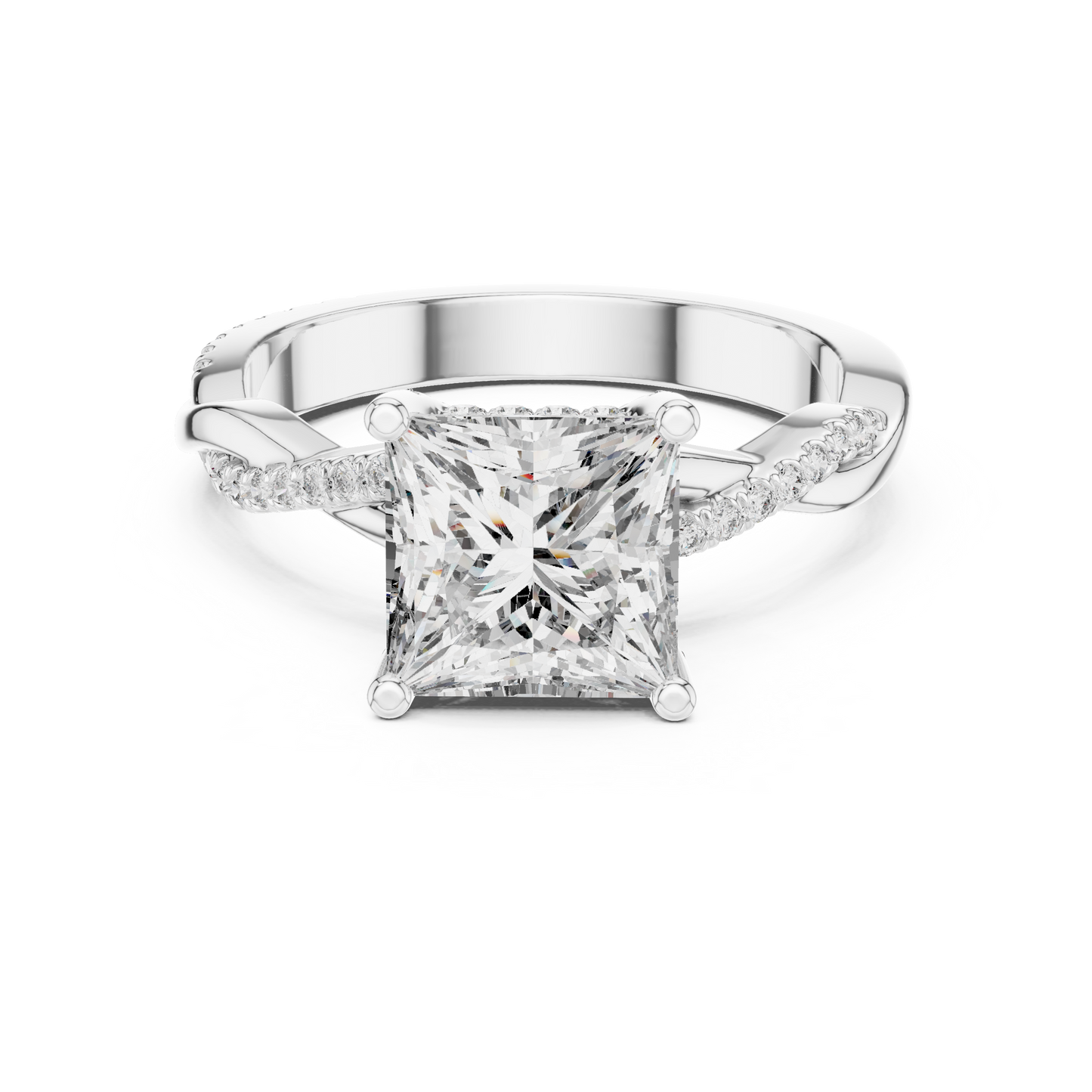 Princess Cut Twisted Pave Solitaire Engagement Ring 2.3 CTW