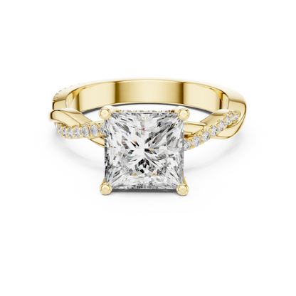 Princess Cut Twisted Pave Solitaire Engagement Ring 2.3 CTW