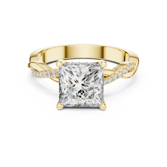 Princess Cut Twisted Pave Solitaire Engagement Ring 2.3 CTW