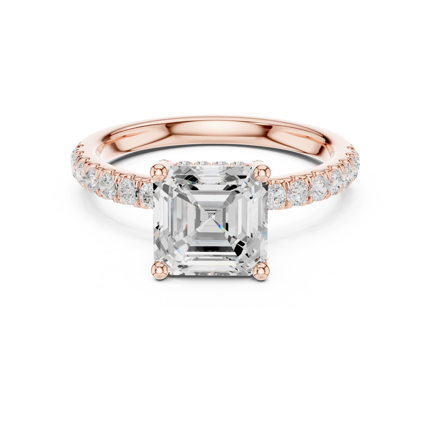 Asscher Cut Hidden Halo Pavé Engagement Ring 2.5 CTW