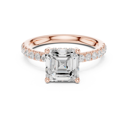 Asscher Cut Hidden Halo Pavé Engagement Ring 2.5 CTW
