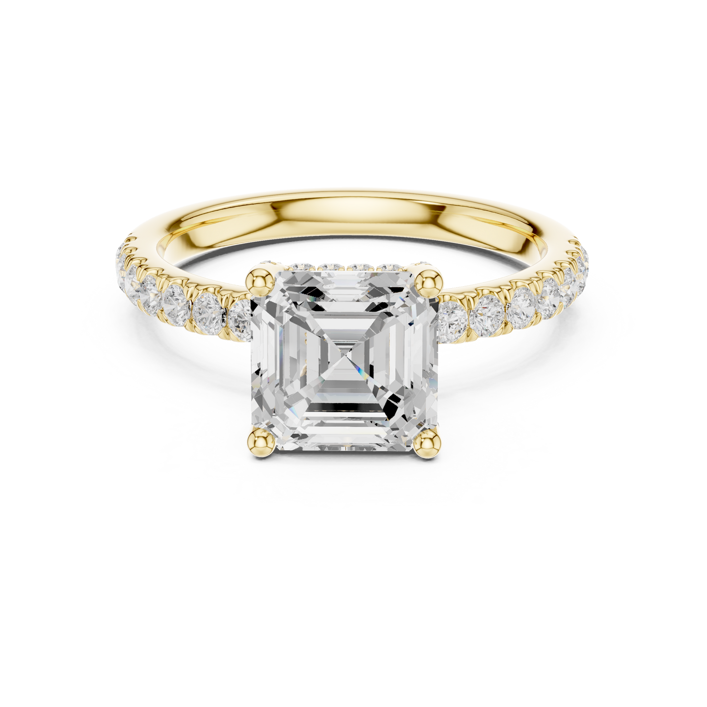 Asscher Cut Hidden Halo Pavé Engagement Ring 2.5 CTW