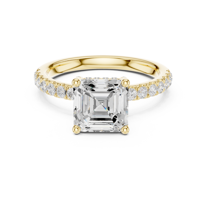 Asscher Cut Hidden Halo Pavé Engagement Ring 2.5 CTW