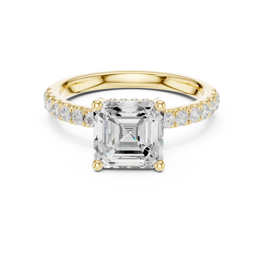 Asscher Cut Hidden Halo Pavé Engagement Ring 2.5 CTW