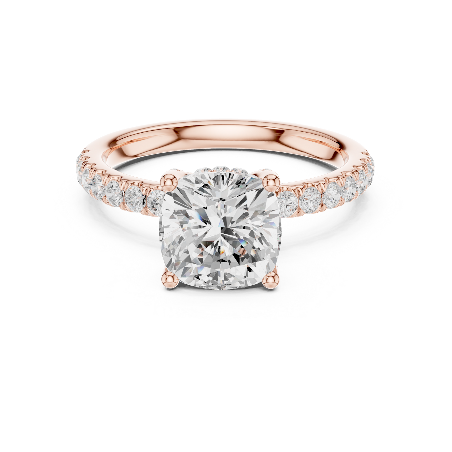 Cushion Cut Hidden Halo Pavé Engagement Ring 2.5 CTW