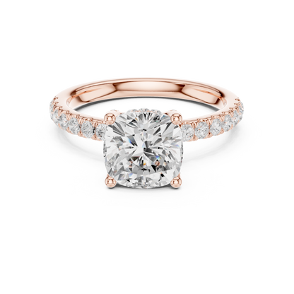 Cushion Cut Hidden Halo Pavé Engagement Ring 2.5 CTW