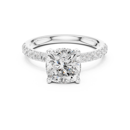 Cushion Cut Hidden Halo Pavé Engagement Ring 2.5 CTW