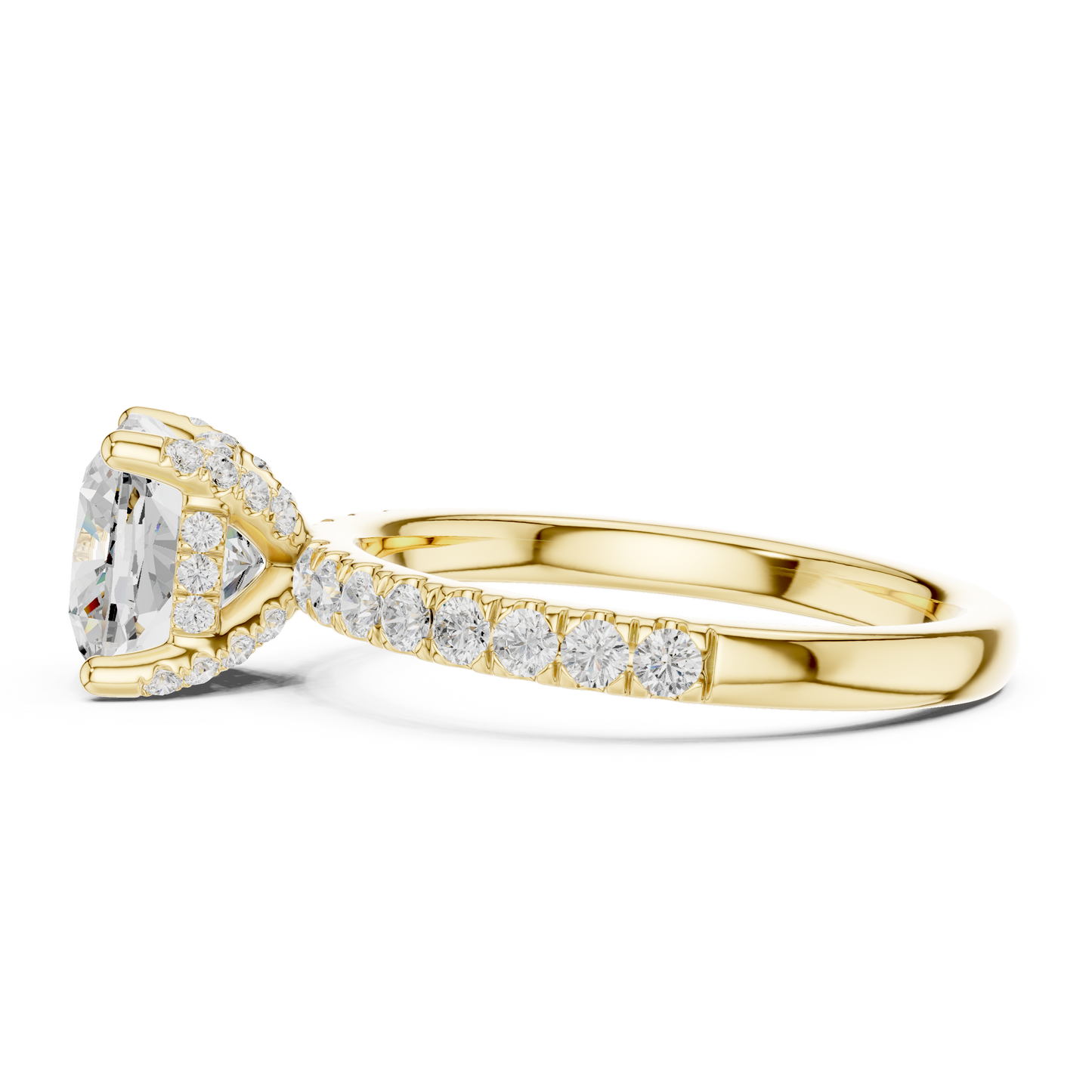 Cushion Cut Hidden Halo Pavé Engagement Ring 2.5 CTW