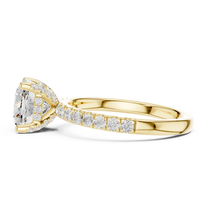 Cushion Cut Hidden Halo Pavé Engagement Ring 2.5 CTW