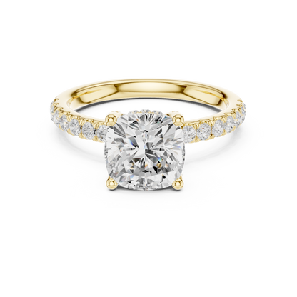 Cushion Cut Hidden Halo Pavé Engagement Ring 2.5 CTW