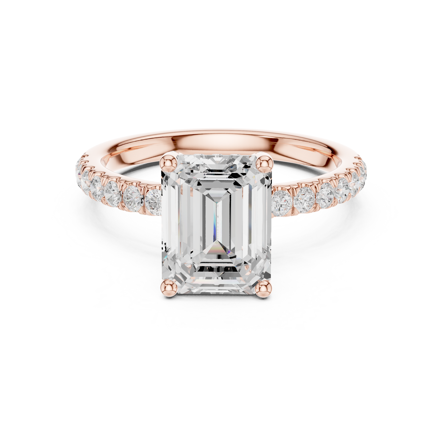 Emerald Cut Hidden Halo Pavé Engagement Ring 2.5 CTW