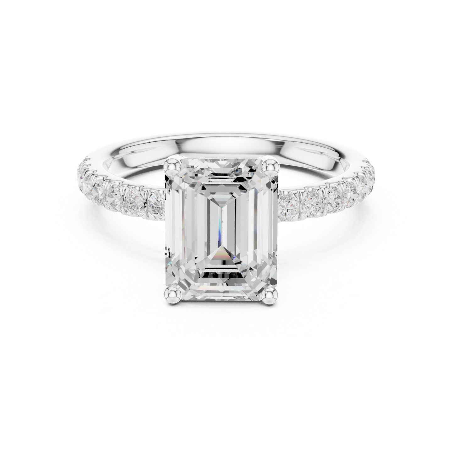 Emerald Cut Hidden Halo Pavé Engagement Ring 2.5 CTW