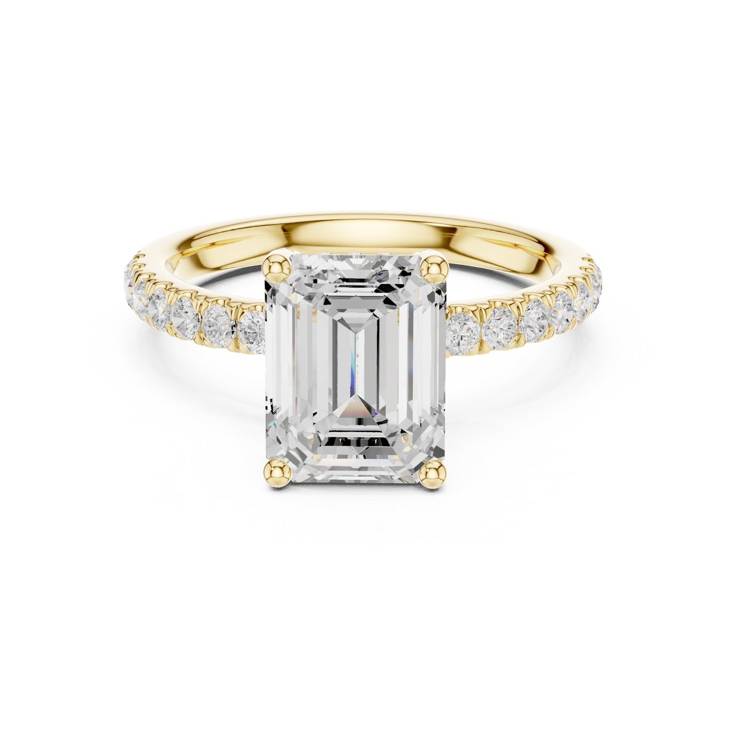 Emerald Cut Hidden Halo Pavé Engagement Ring 2.5 CTW