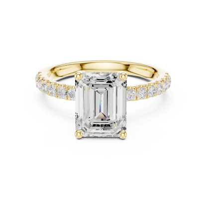 Emerald Cut Hidden Halo Pavé Engagement Ring 2.5 CTW