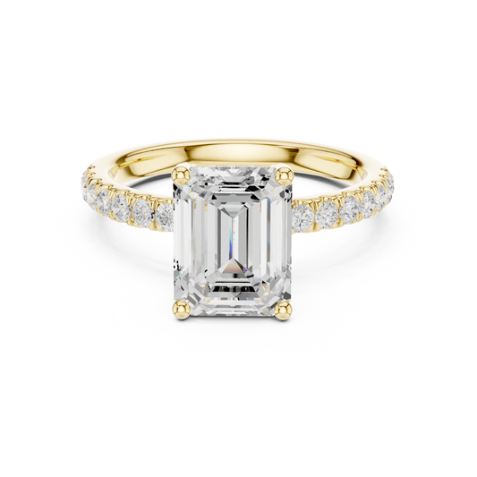 Emerald Cut Hidden Halo Pavé Engagement Ring 2.5 CTW