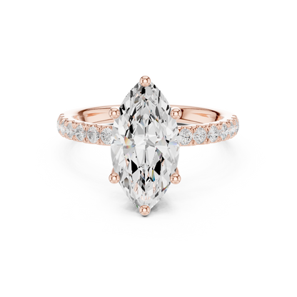 Marquise Cut Hidden Halo Pavé Engagement Ring 2.5 CTW