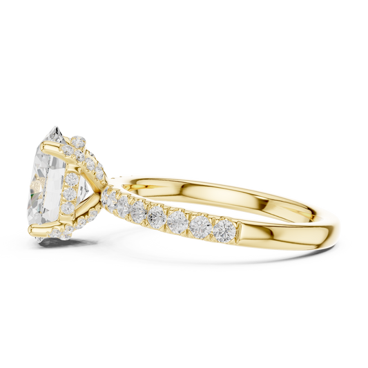 Oval Cut Hidden Halo Pavé Engagement Ring 2.5 CTW