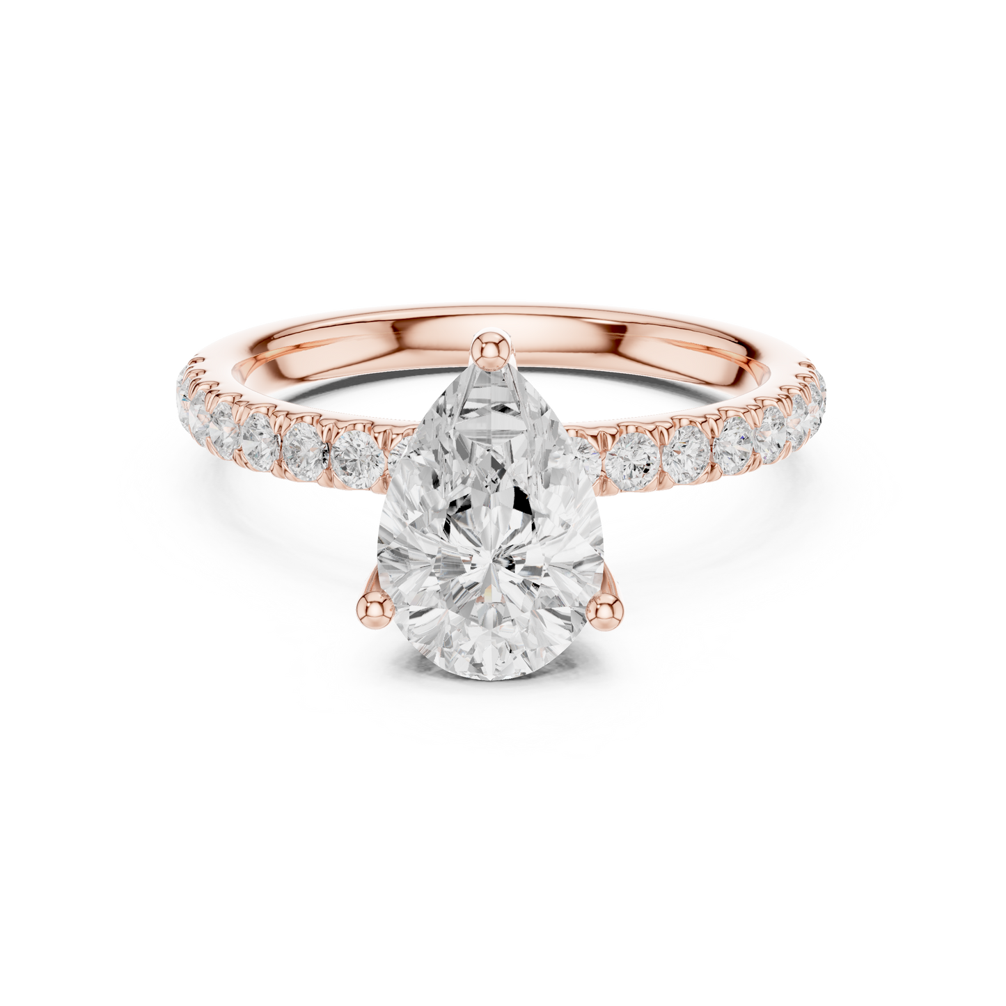 Pear Cut Hidden Halo Pavé Engagement Ring 2.5 CTW
