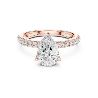 Pear Cut Hidden Halo Pavé Engagement Ring 2.5 CTW