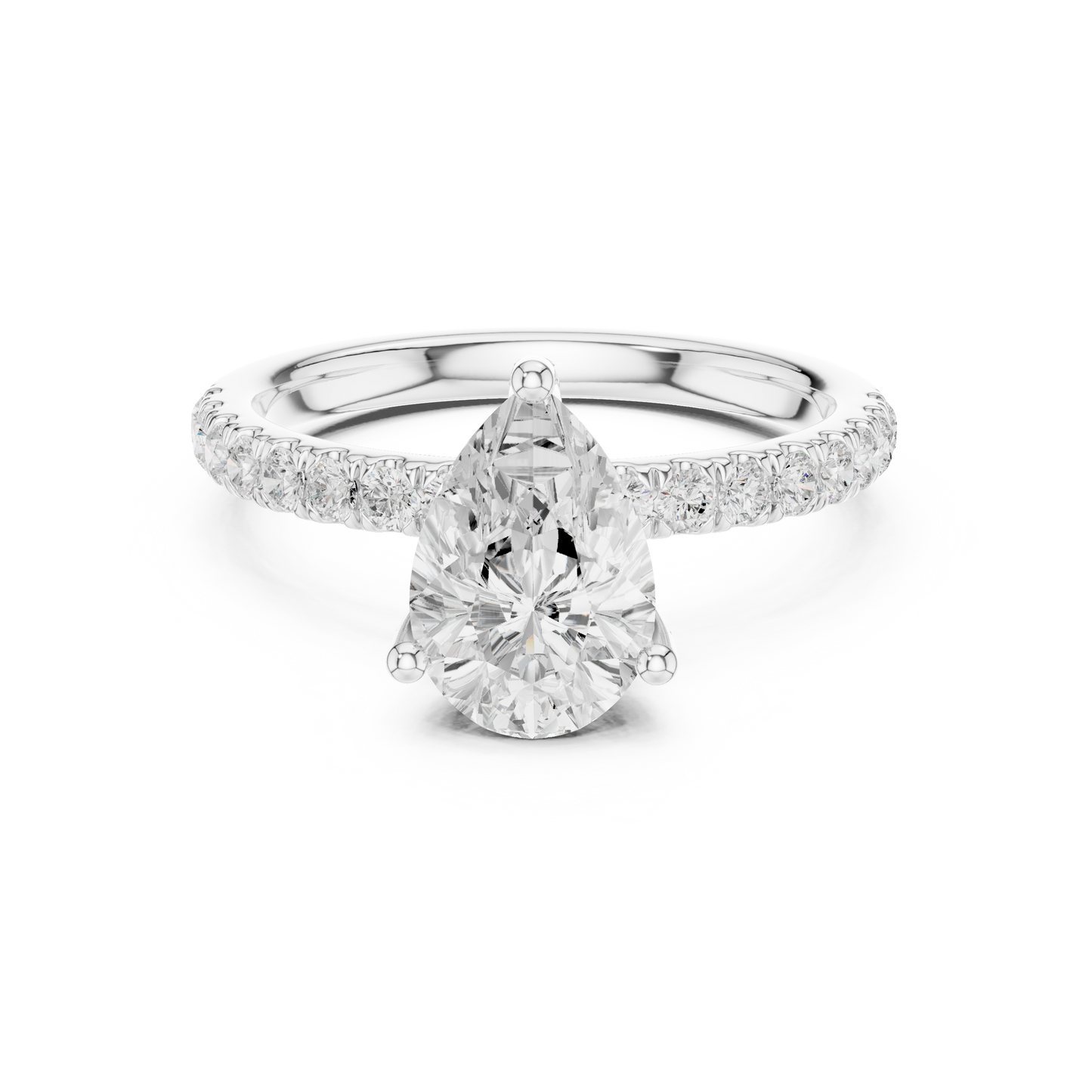 Pear Cut Hidden Halo Pavé Engagement Ring 2.5 CTW