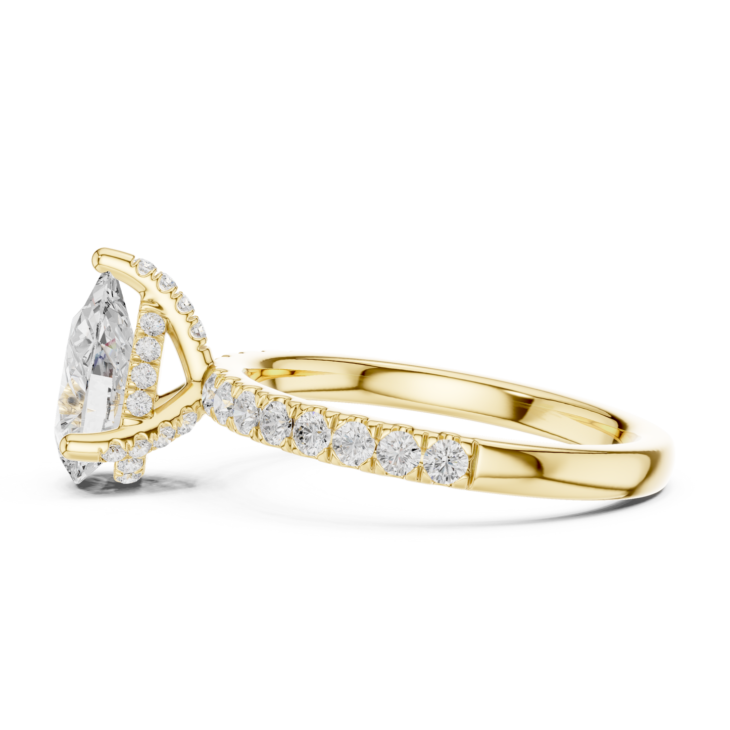 Pear Cut Hidden Halo Pavé Engagement Ring 2.5 CTW