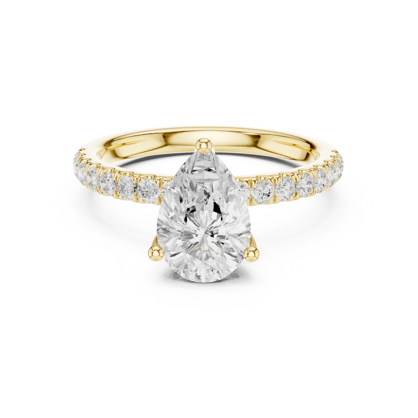 Pear Cut Hidden Halo Pavé Engagement Ring 2.5 CTW
