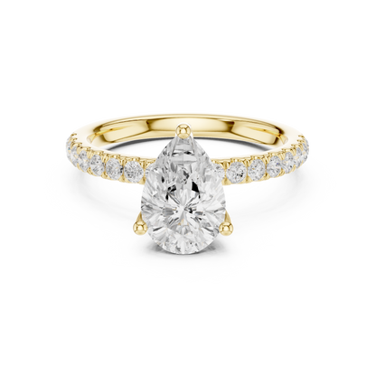 Pear Cut Hidden Halo Pavé Engagement Ring 2.5 CTW