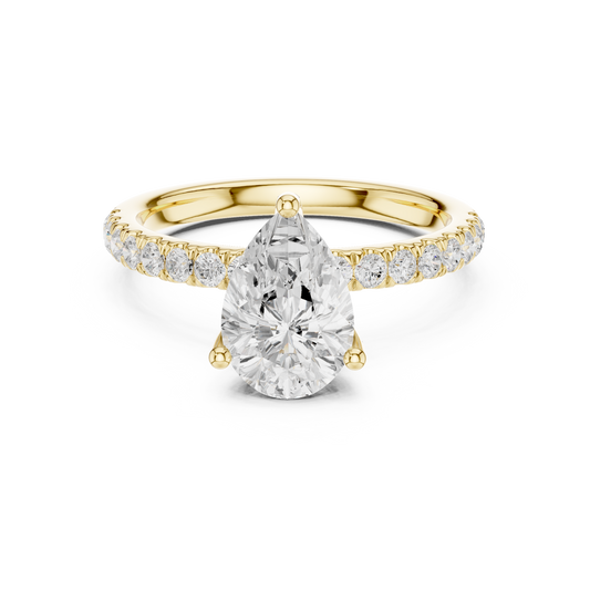 Pear Cut Hidden Halo Pavé Engagement Ring 2.5 CTW