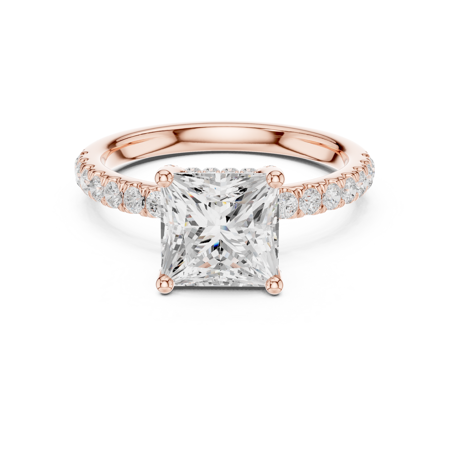 Princess Cut Hidden Halo Pavé Engagement Ring 2.5 CTW