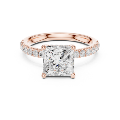 Princess Cut Hidden Halo Pavé Engagement Ring 2.5 CTW