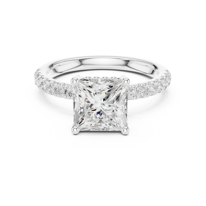 Princess Cut Hidden Halo Pavé Engagement Ring 2.5 CTW