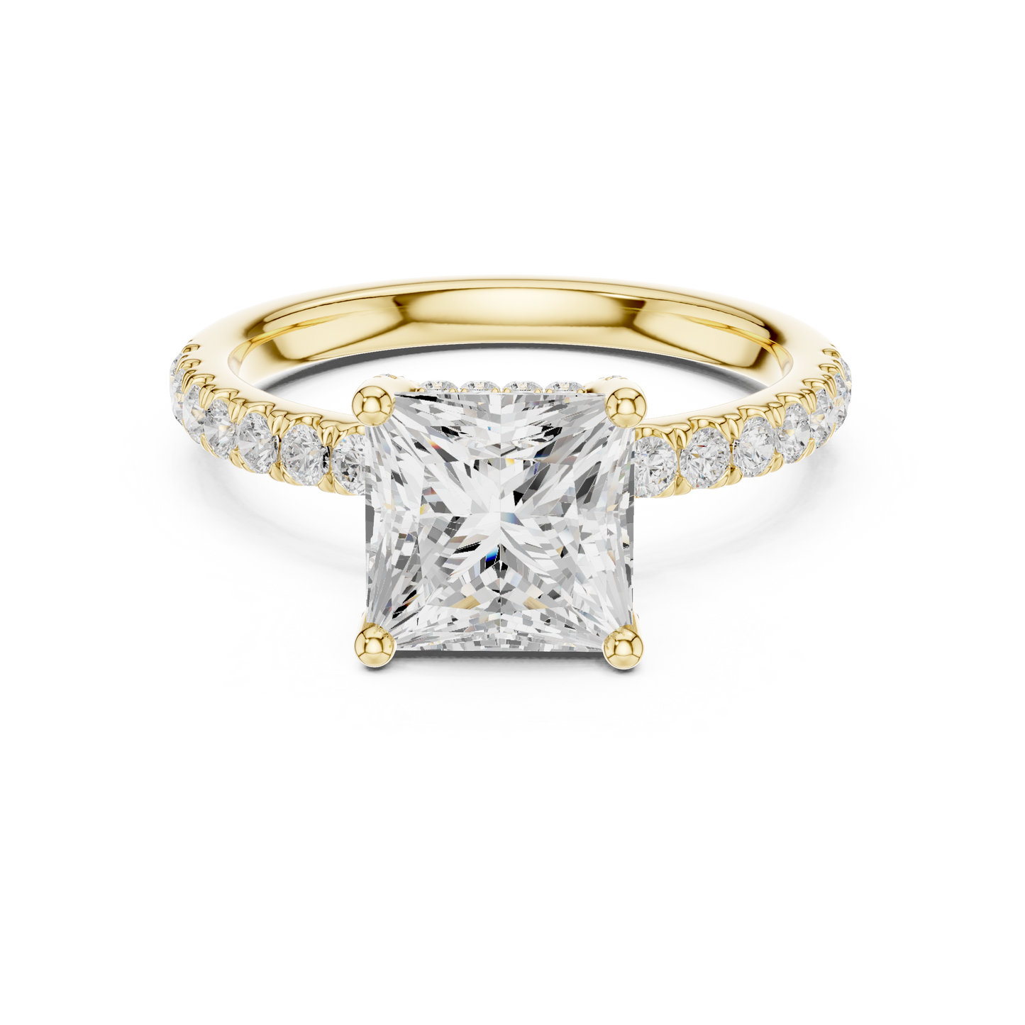 Princess Cut Hidden Halo Pavé Engagement Ring 2.5 CTW
