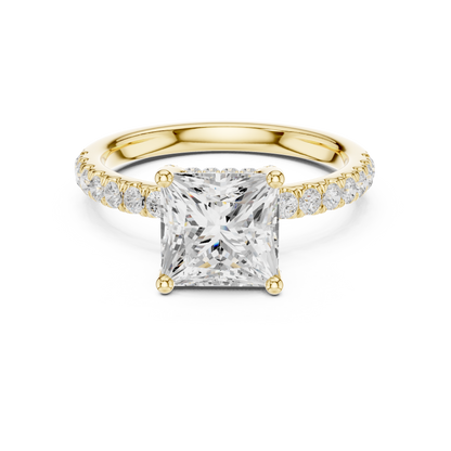 Princess Cut Hidden Halo Pavé Engagement Ring 2.5 CTW