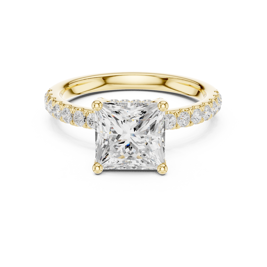 Princess Cut Hidden Halo Pavé Engagement Ring 2.5 CTW