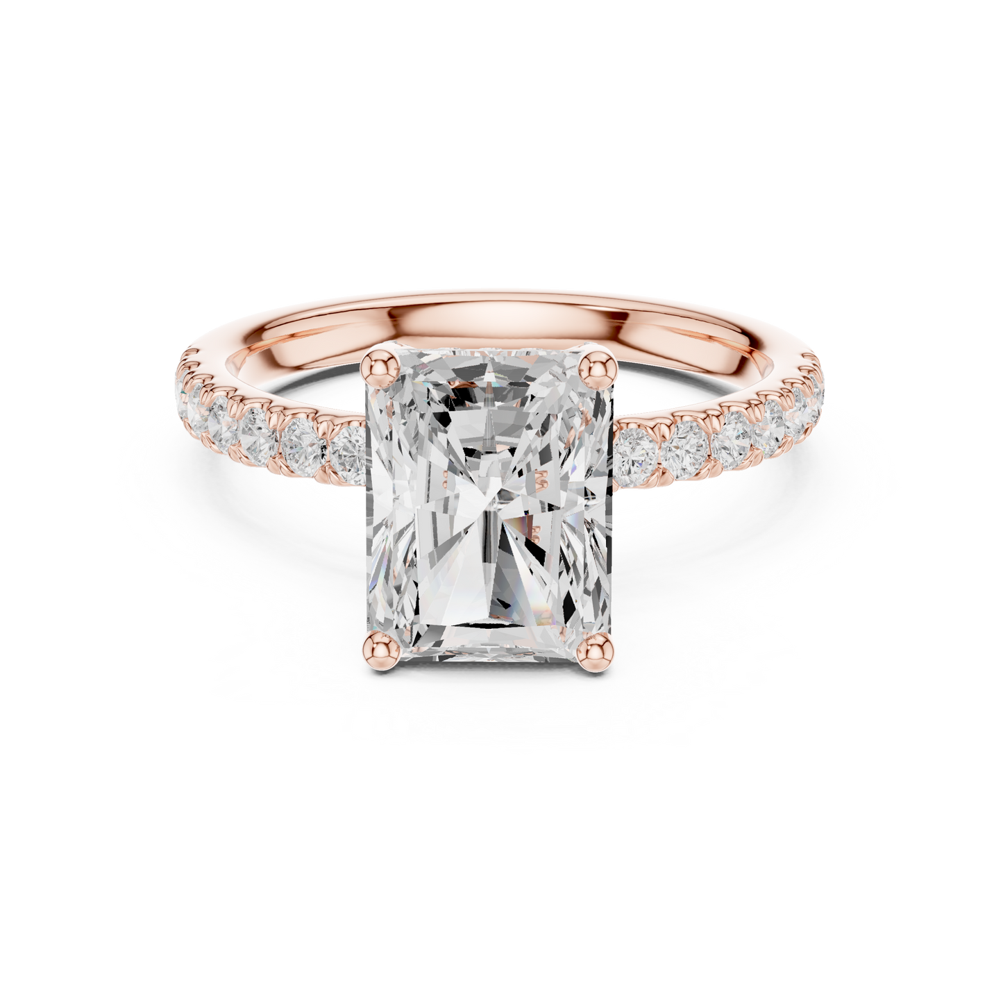 Radiant Cut Hidden Halo Pavé Engagement Ring 2.5 CTW