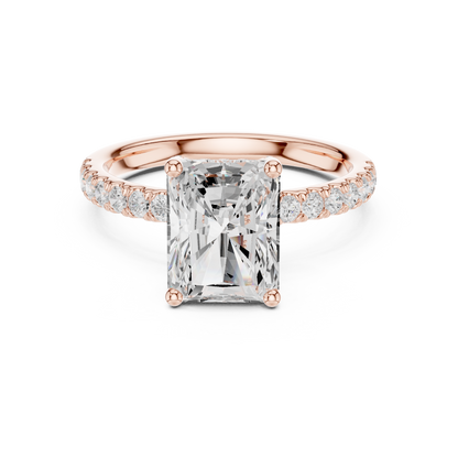 Radiant Cut Hidden Halo Pavé Engagement Ring 2.5 CTW