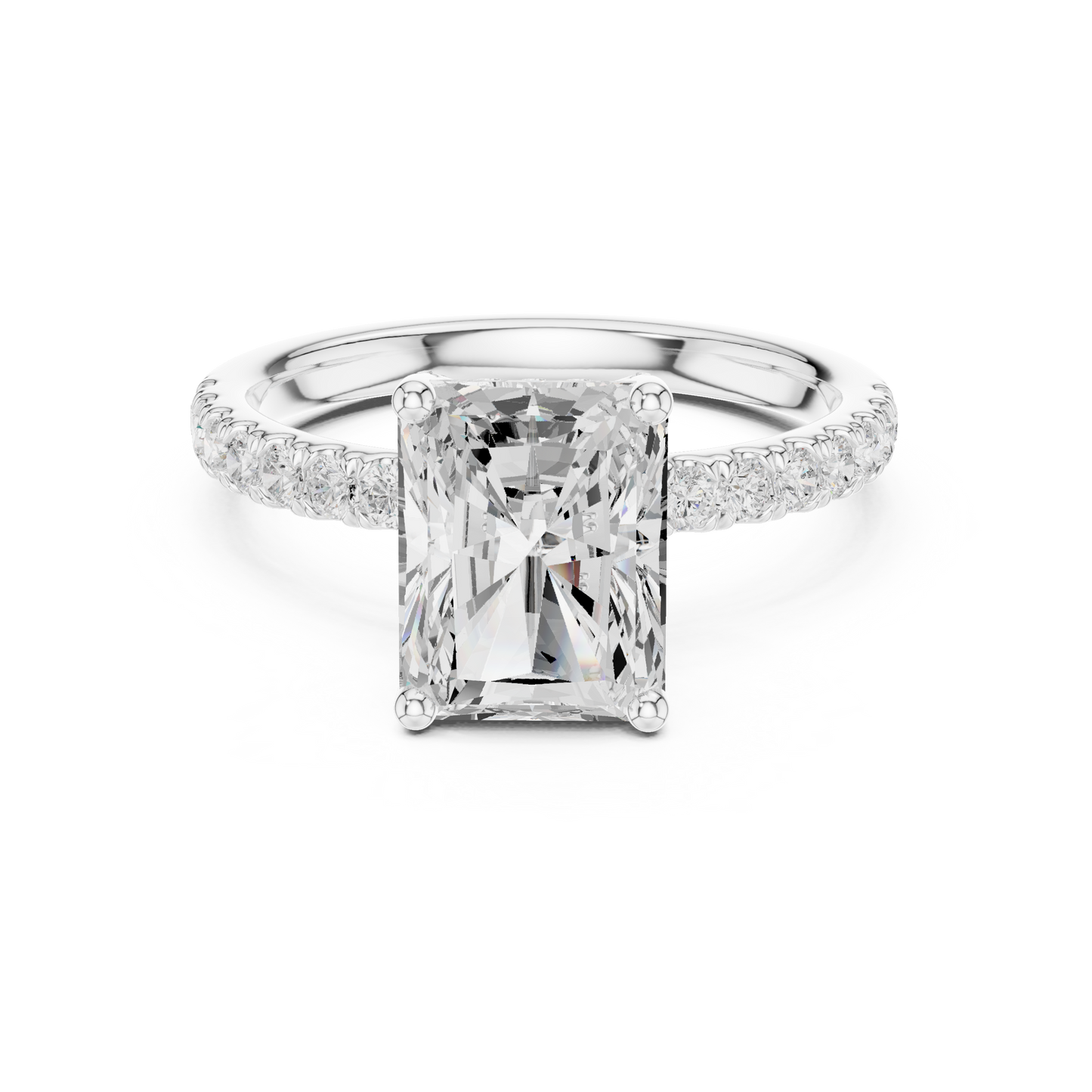 Radiant Cut Hidden Halo Pavé Engagement Ring 2.5 CTW