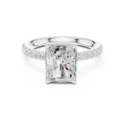 Radiant Cut Hidden Halo Pavé Engagement Ring 2.5 CTW