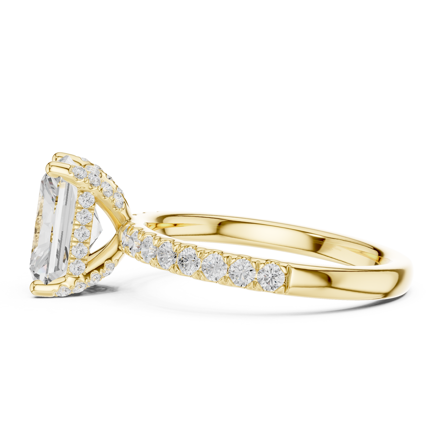 Radiant Cut Hidden Halo Pavé Engagement Ring 2.5 CTW