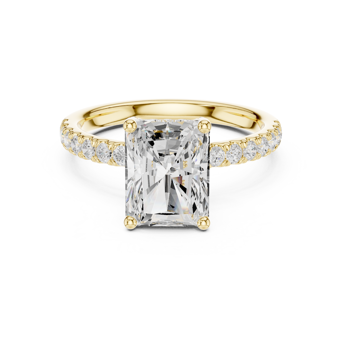 Radiant Cut Hidden Halo Pavé Engagement Ring 2.5 CTW