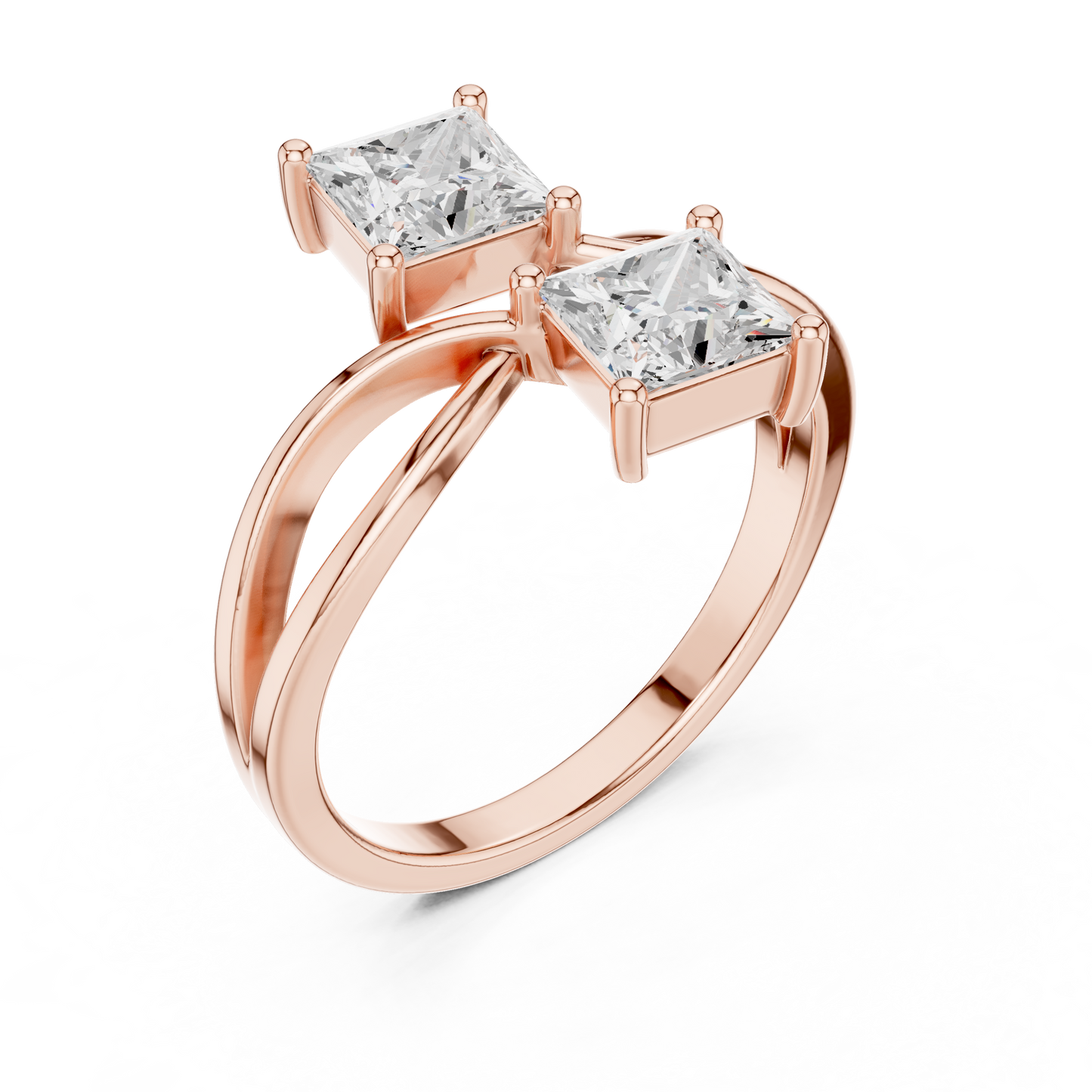 Princess Toi Et Moi Bypass Solitaire Ring