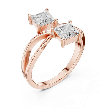 Princess Toi Et Moi Bypass Solitaire Ring
