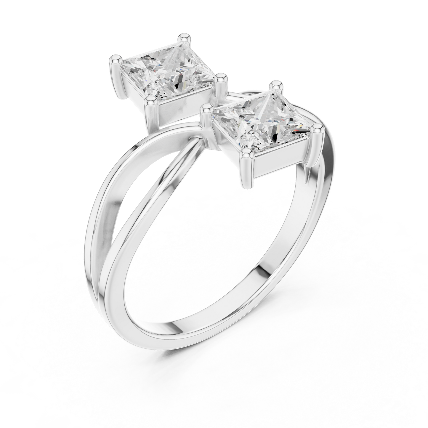 Princess Toi Et Moi Bypass Solitaire Ring