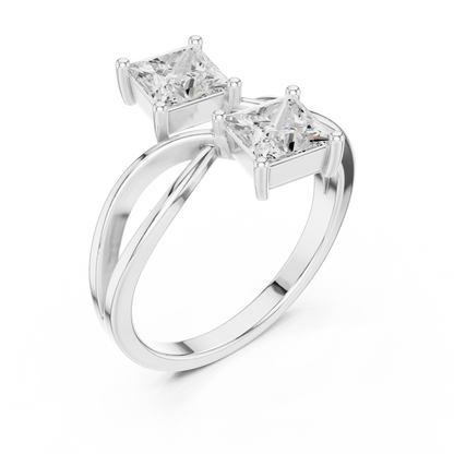 Princess Toi Et Moi Bypass Solitaire Ring