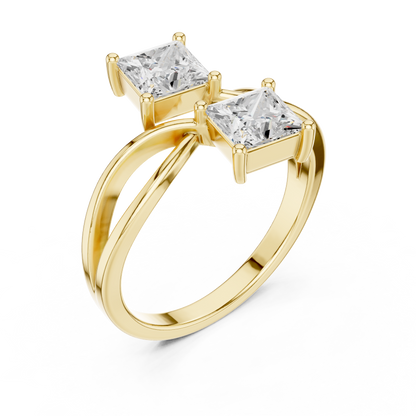 Princess Toi Et Moi Bypass Solitaire Ring
