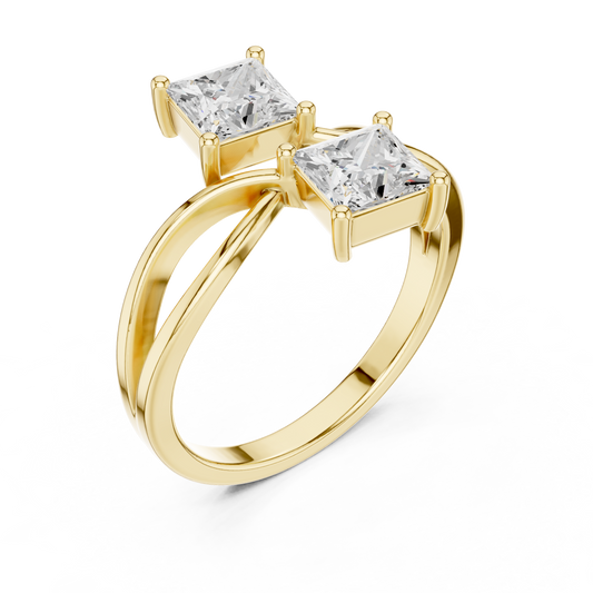 Princess Toi Et Moi Bypass Solitaire Ring