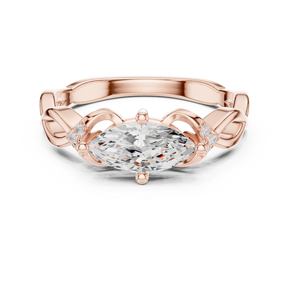 Marquise Solitaire Diamond Engagement Ring With Knotted Shoulders 0.8 CTW
