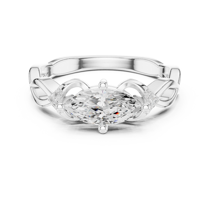 Marquise Solitaire Diamond Engagement Ring With Knotted Shoulders 0.8 CTW